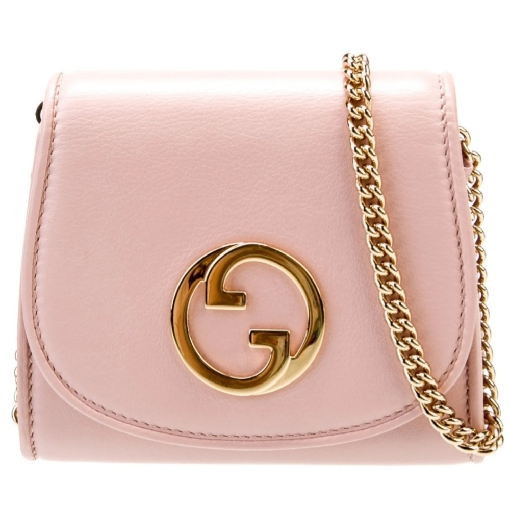 Gucci Blush Pink Leather Mini Crossbody with Gold GG Chain